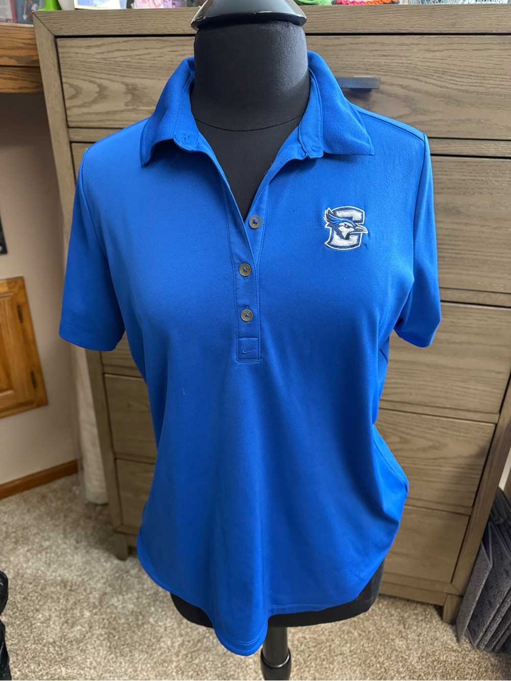 Creighton Bluejays Women's Royal Blue Short Sleeve Polo Top with Crest